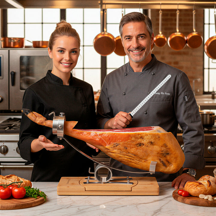 3 Claveles 01742 - Soporte Jamonero Basculante 360º y Kit de Corte Profesional Uniblock