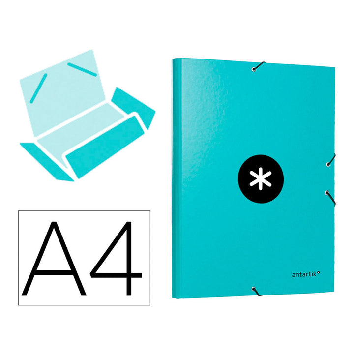 ANTARTIK - Carpeta Escolar A4 con 3 Solapas y Cierre de Goma. Menta