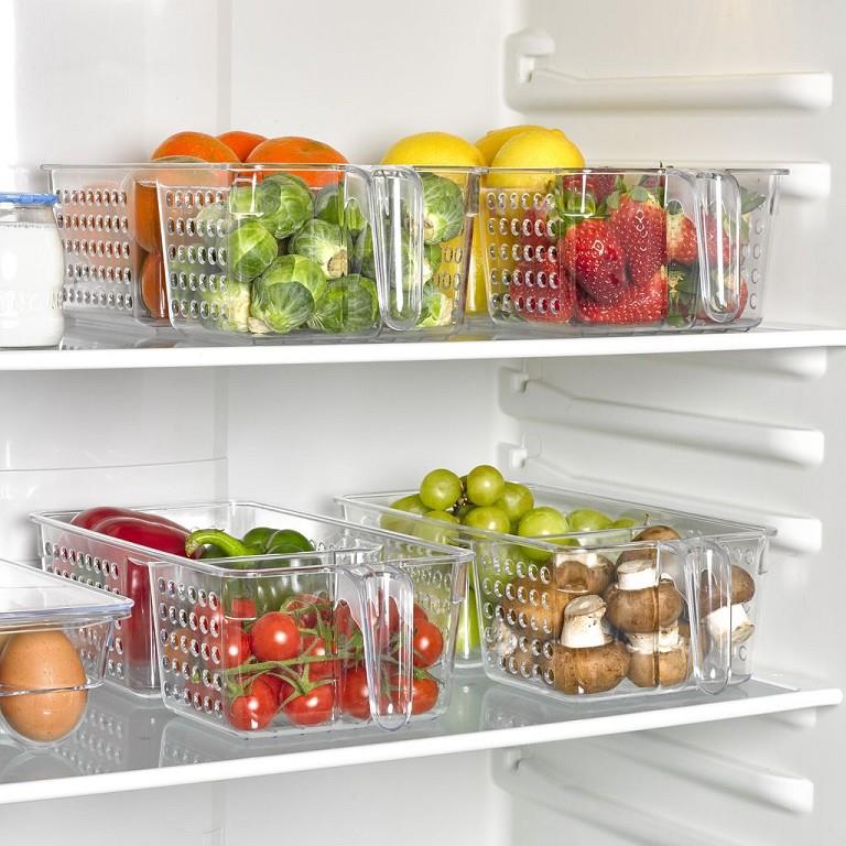 Plastic Forte - Juego de 2 Organizadores de Nevera Dobles Frigo Marrón con Asa