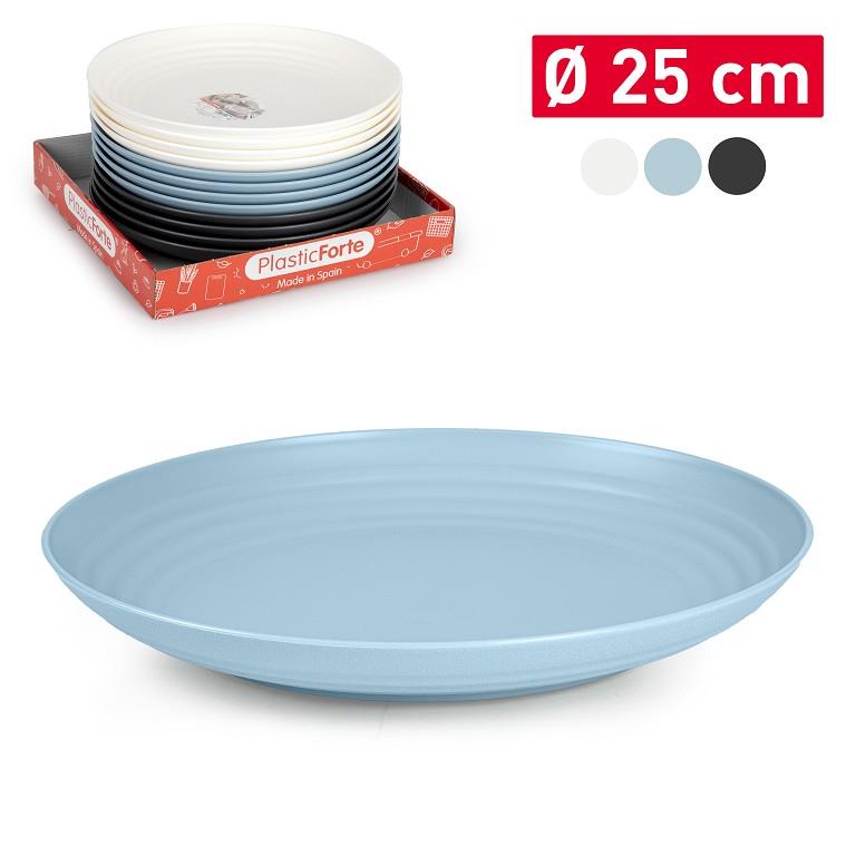 Plastic Forte - Plato Classic Llano 25 cm Reutilizable. Ideal Fiestas. Blanco