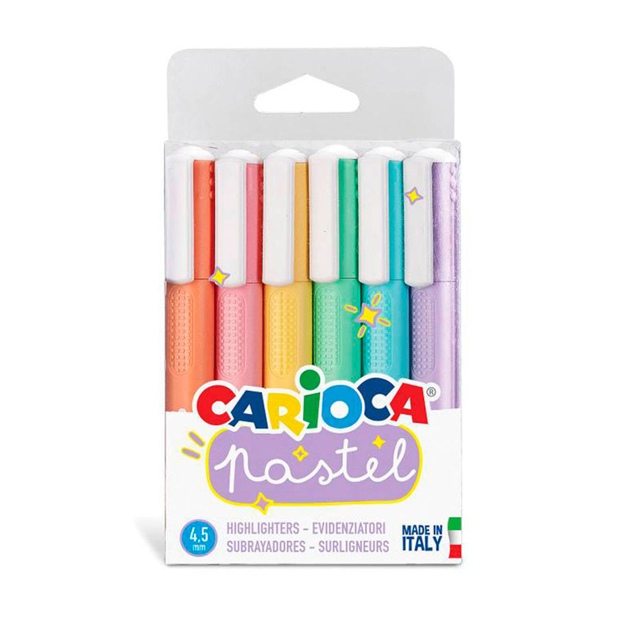 CARIOCA Pastel - Estuche con 6 Marcadores Fluorescentes en Colores Pastel