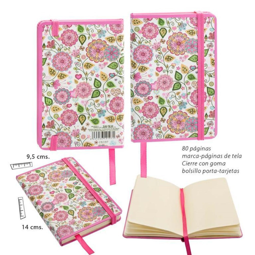 Libreta de Notas A7 con Cubiertas Rígidas Colección Flores