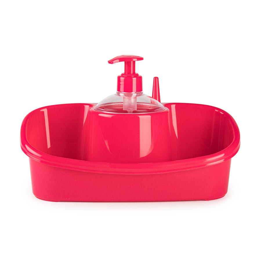 Plastic Forte - Estropajero de Cocina Doble con Dosificador. Fucsia