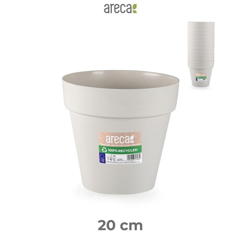 Areca Eco - Maceta Redonda Decorativa 20 cm Clásica. Beige Jaspeado