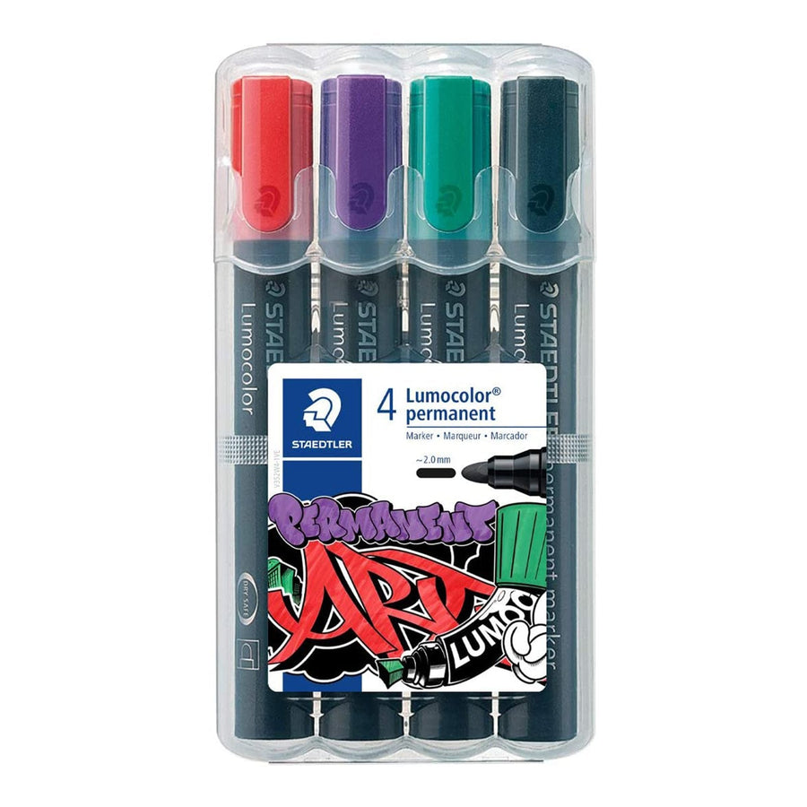 STAEDTLER 352 WP4-1 - Rotulador Permanente Lumocolor Punta Redonda 2 mm. Pack 4X