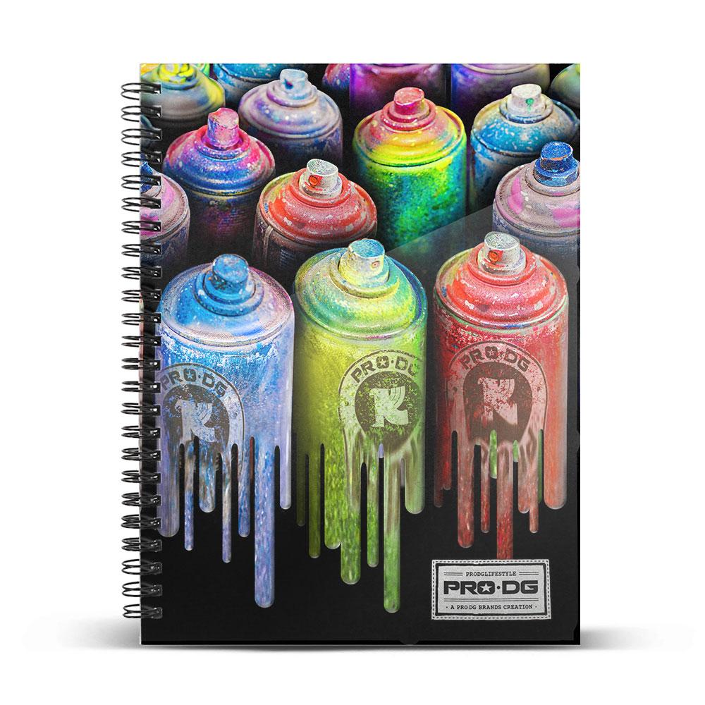PRODG Colors - Cuaderno Espiral A5 Micro Tapa Dura 120h Cuadro 5 mm 6 Tal.