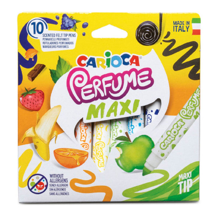 CARIOCA Perfume - Caja de 10 Rotuladores Perfumados con Punta Maxi. Tinta Lavable