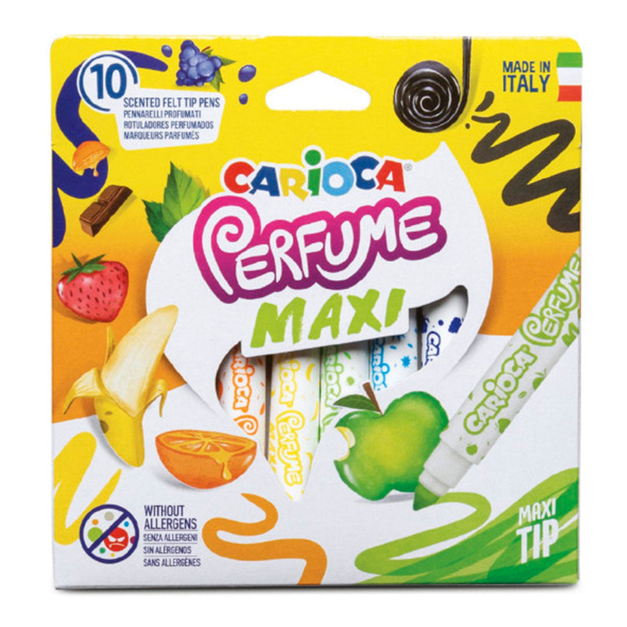 CARIOCA Perfume - Caja de 10 Rotuladores Perfumados con Punta Maxi. Tinta Lavable