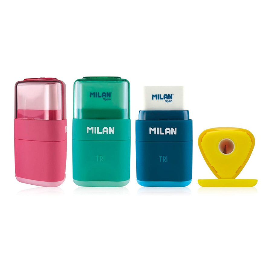 Milan 4700116 - Afilaborra, Combinación de Goma y Sacapuntas. Colección TRI