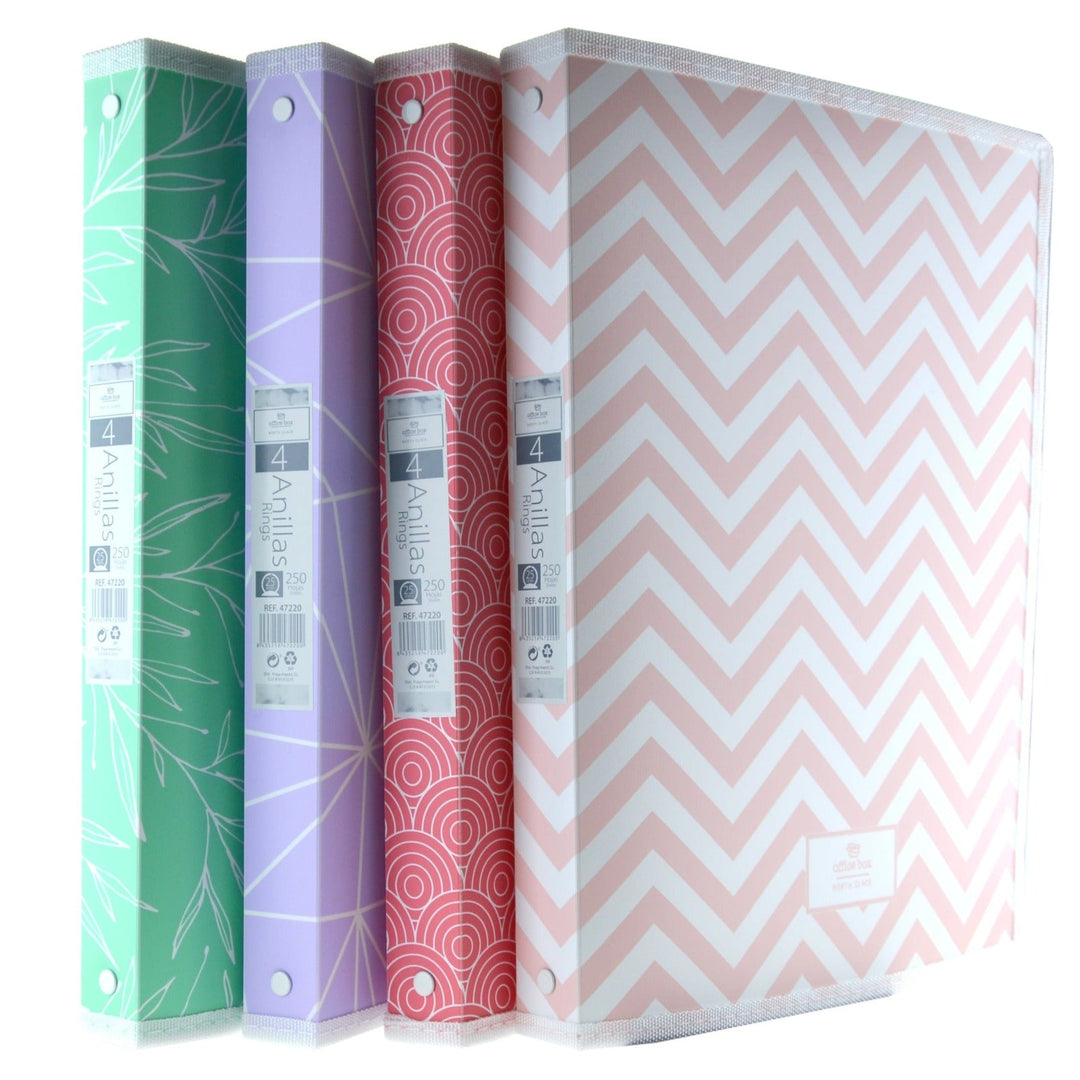 OFFICE BOX North Glace - Carpeta de Anillas A4 con Bolsillo Interior. Coral