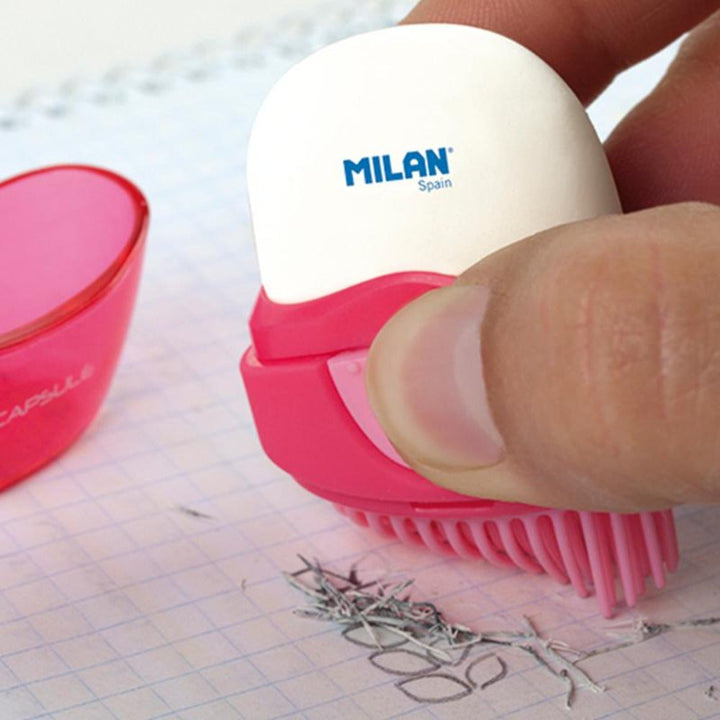MILAN 4900116 - Eraser & Brush, Combinación de Goma y Cepillo. Diseño CAPSULE