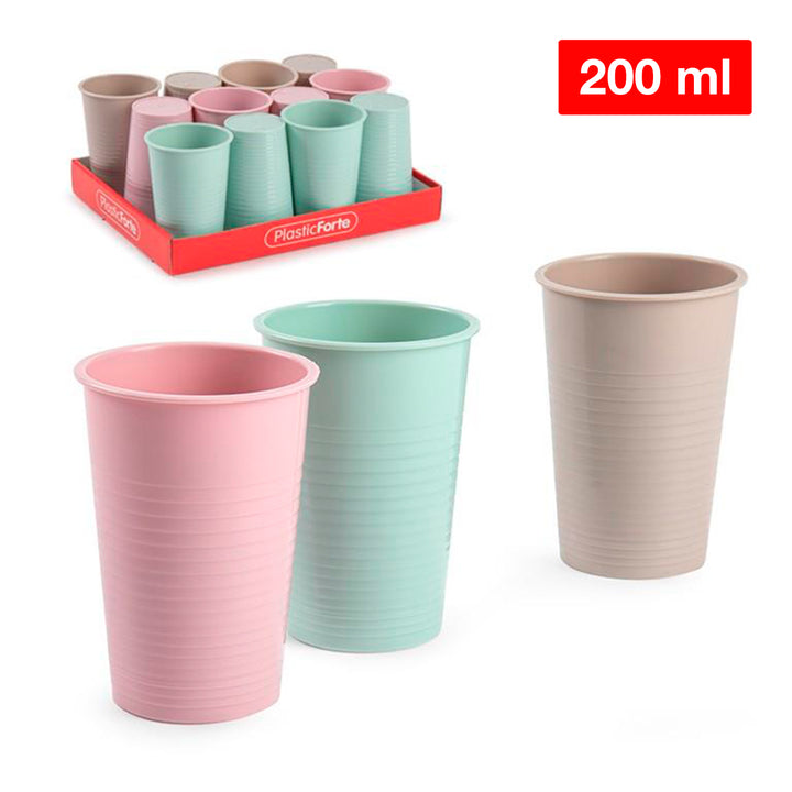 Plastic Forte - Lote de 6 Vasos de Agua de 200 ml Reutilizables. Ideal Fiestas. Marrón