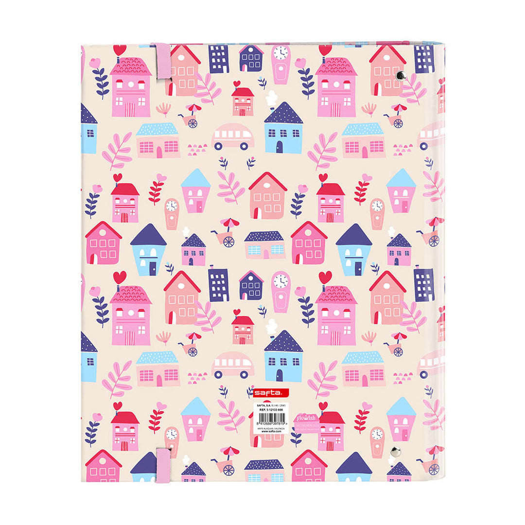 SAFTA GlowLab - Carpeta de Anillas A4+ con 4 Separadores y 100 Hojas Cuadriculadas