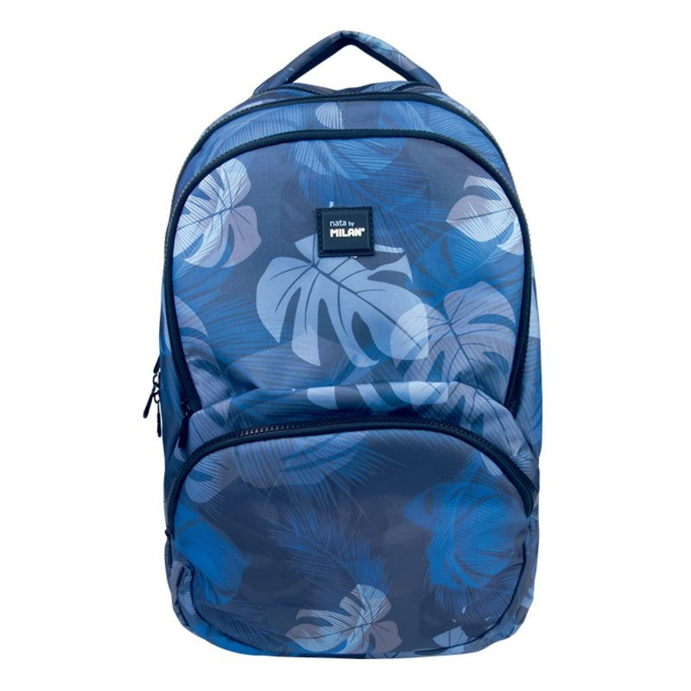 MILAN Botanic -  Mochila Escolar con Divisor para Portátil, Capacidad 25L, Azul