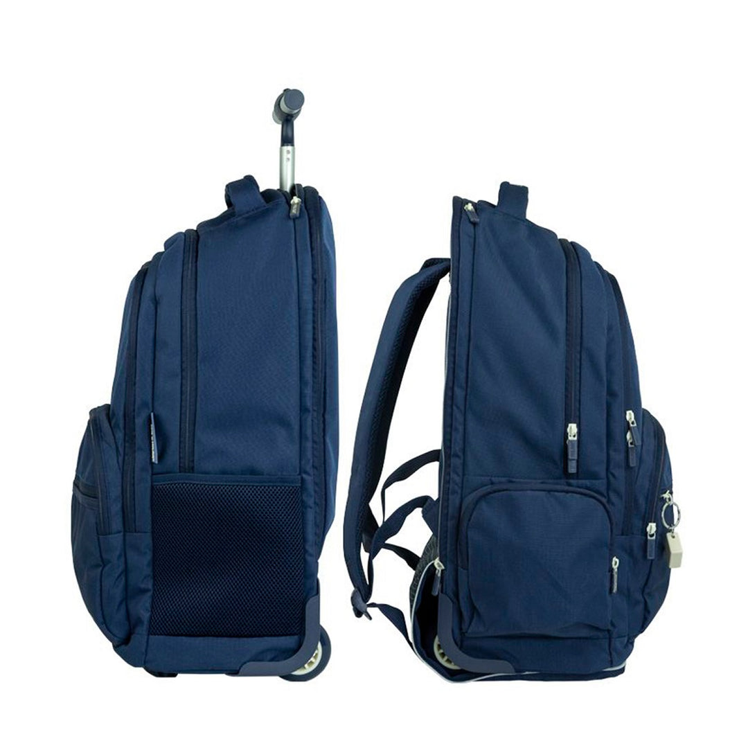 MILAN - Mochila Escolar con Ruedas y 6 Cremalleras, Acolchada y para Portatil. 1918 Azul