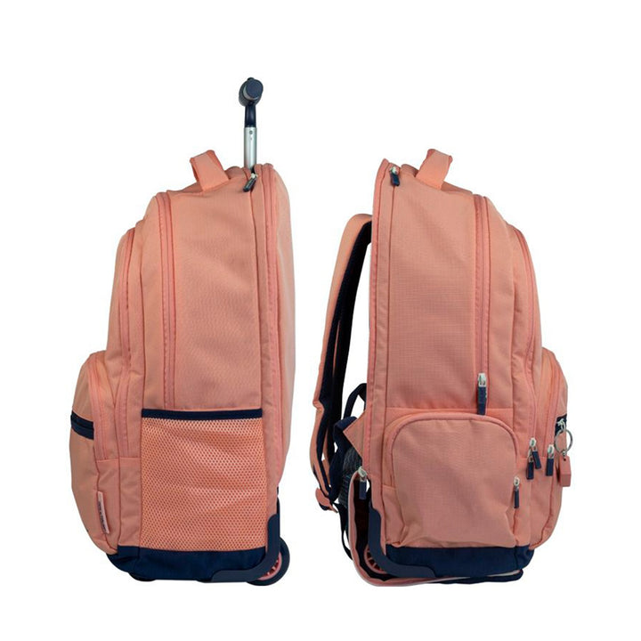 MILAN - Mochila Escolar con Ruedas y 6 Cremalleras, Acolchada y para Portatil. 1918 Rosa