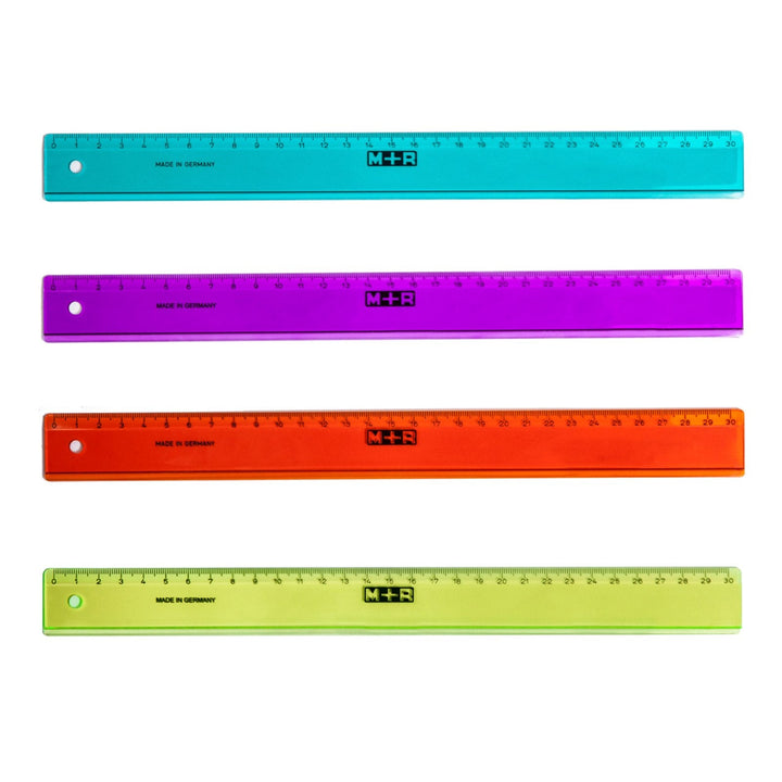 M+R - Regla de Plástico con Base Biselada, 30 cm