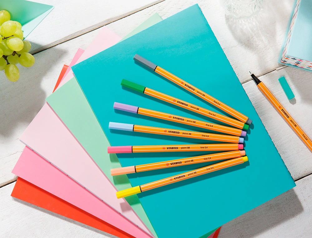 STABILO 88/8-01 - Estuche con 8 Rotuladores de Punta Fina Point 88, Colores Pastel