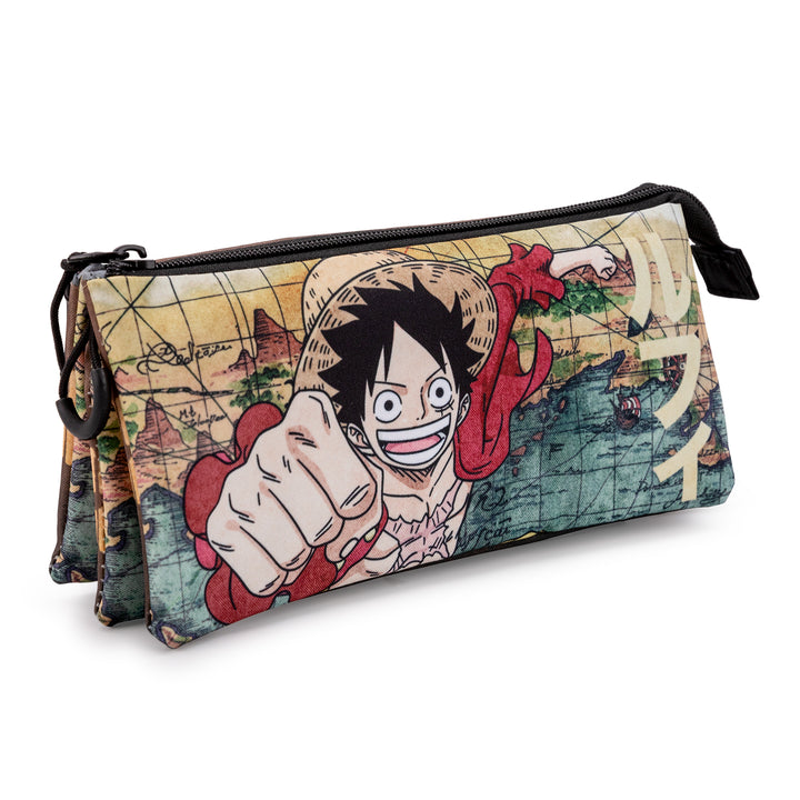 ColePack One Piece - Estuche Triple de 2 Cremalleras con Material Escolar. Map