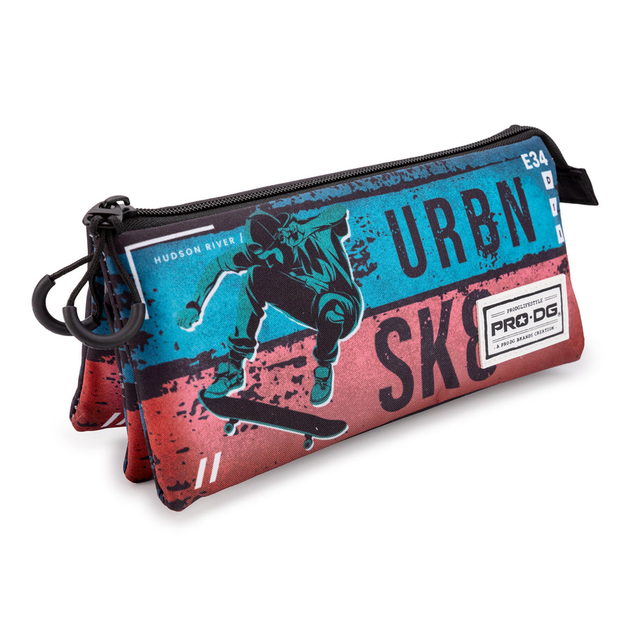 PRODG Urbansk8 - Estuche Escolar Triple Portatodo con 2 Cremalleras. Multicolor