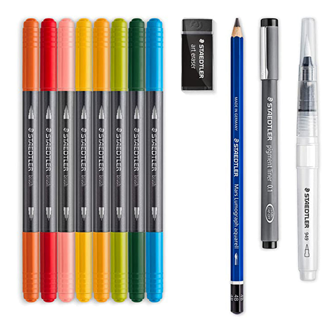 STAEDTLER Design Journey - Set Creativo de 12 Piezas Acuarelables Especial Flores