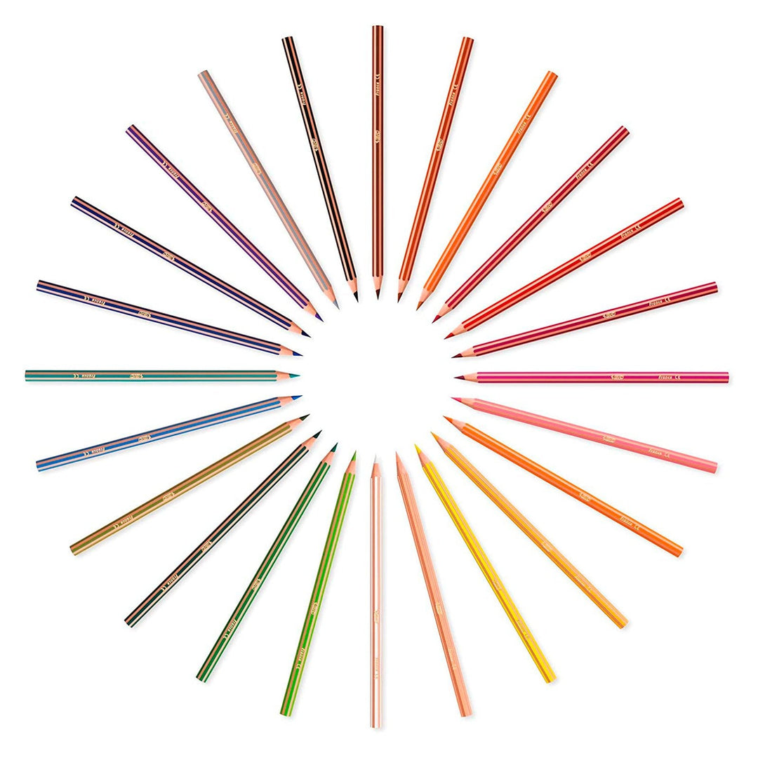 BIC KIDS 950522 - Caja de 12 Lápices hexagonales de Colores Surtidos Evolution Stripes