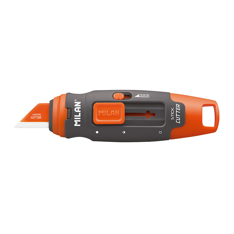 MILAN STICK - Blister Cutter Pequeño Hoja Cerámica con Bloqueo de Seguridad. Gris