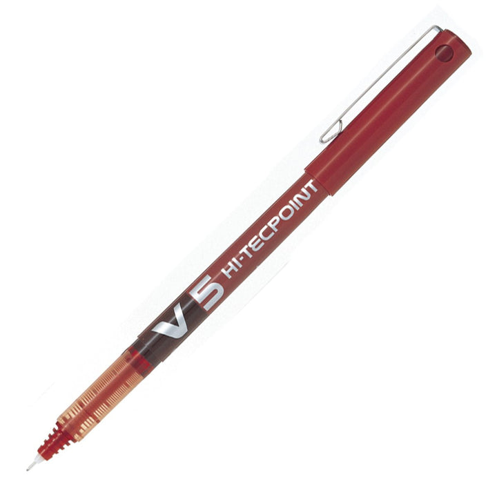 Bolígrafo Roller Ball de Punta Extra Fina PILOT V5 HI-TECPOINT 0.5 mm, Tinta Gel Rojo