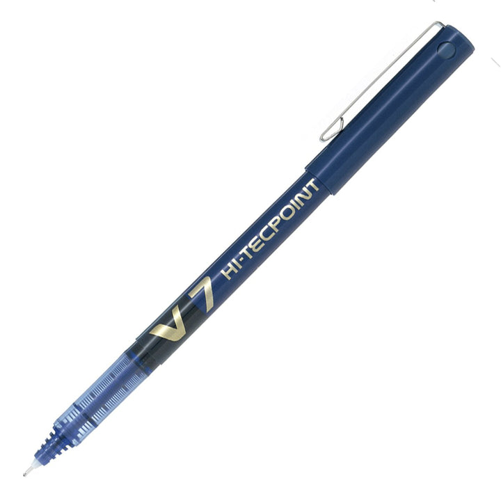 PILOT- Set de 6 Bolígrafos Roller V7 HI-TECPOINT Punta Fina 0.7 mm. Azul