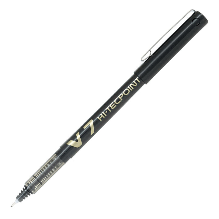 Bolígrafo Roller Ball de Punta Fina PILOT V7 HI-TECPOINT 0.7 mm, Tinta Líquida Negro