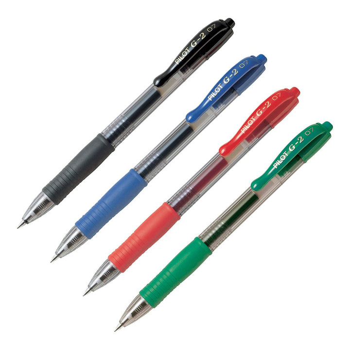PILOT - Set de 6 Bolígrafos G-2 Roller Retráctil Punta Fina 0.7 mm Tinta de Gel. Azul