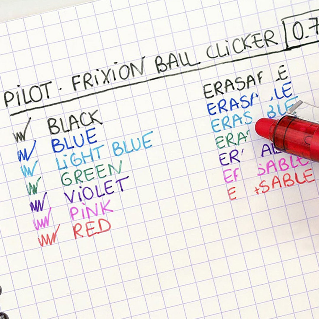 PILOT FriXion Ball Clicker - Bolígrafo Borrable y Recargable de 0.7mm, Softgrip Anti Fatiga