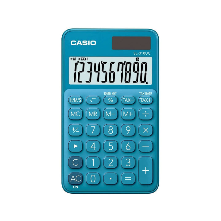 CASIO SL-310UC-GN - Calculadora de Bolsillo 10 Dig. con Estuche, Solar y Batería. Verde