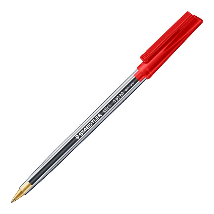 STAEDTLER - Set de 10 Bolígrafos Stick 430 de Punta Media Color Rojo