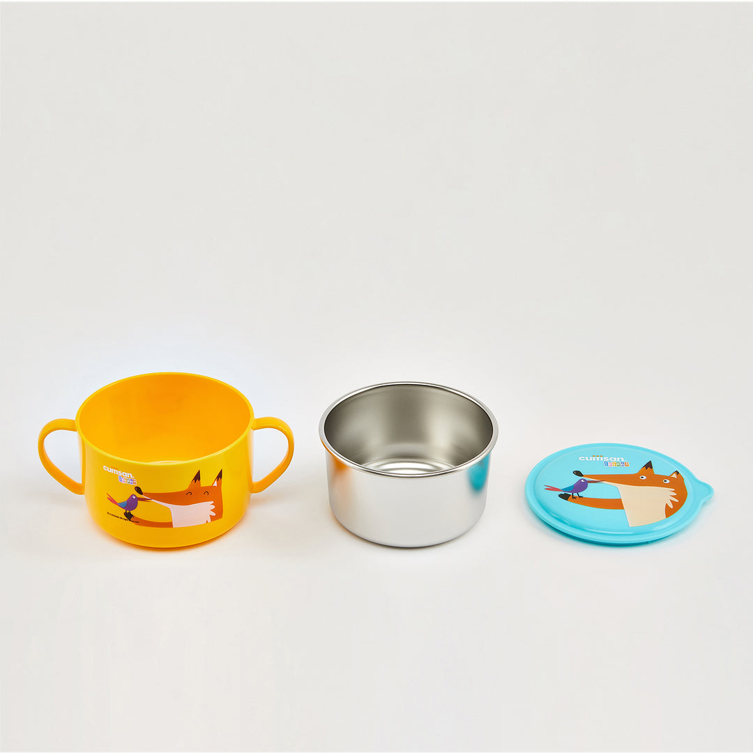 Cuitisan Baby - Taza Infantil de 0.65L en Acero con Tapa y Doble Asa Apta Microondas. Amarillo