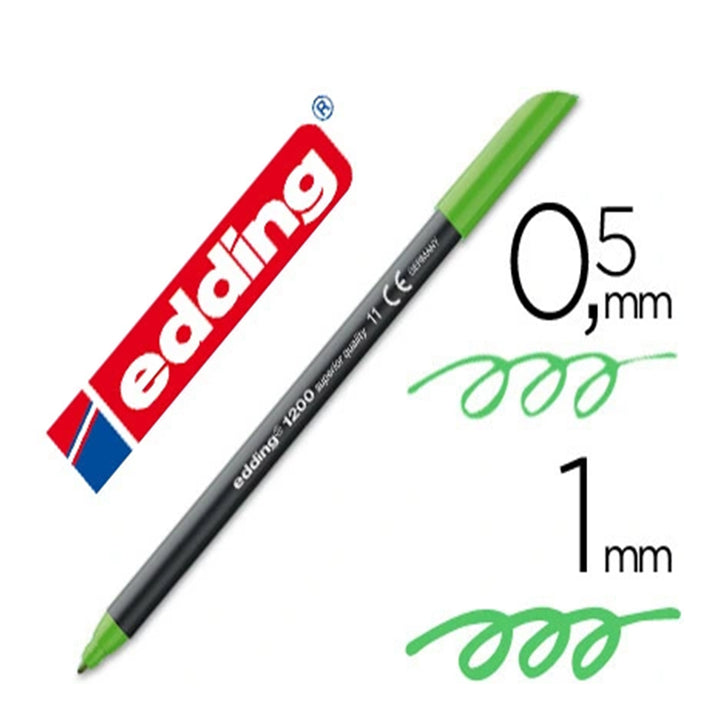 Edding 1200 - Rotulador de Fibra con Punta Redonda de 0.5 mm. Verde Claro