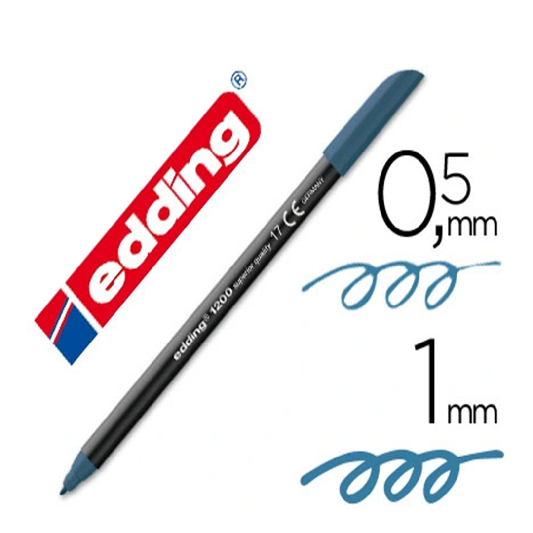 Edding 1200 - Rotulador de Fibra con Punta Redonda de 0.5 mm. Azul Acero