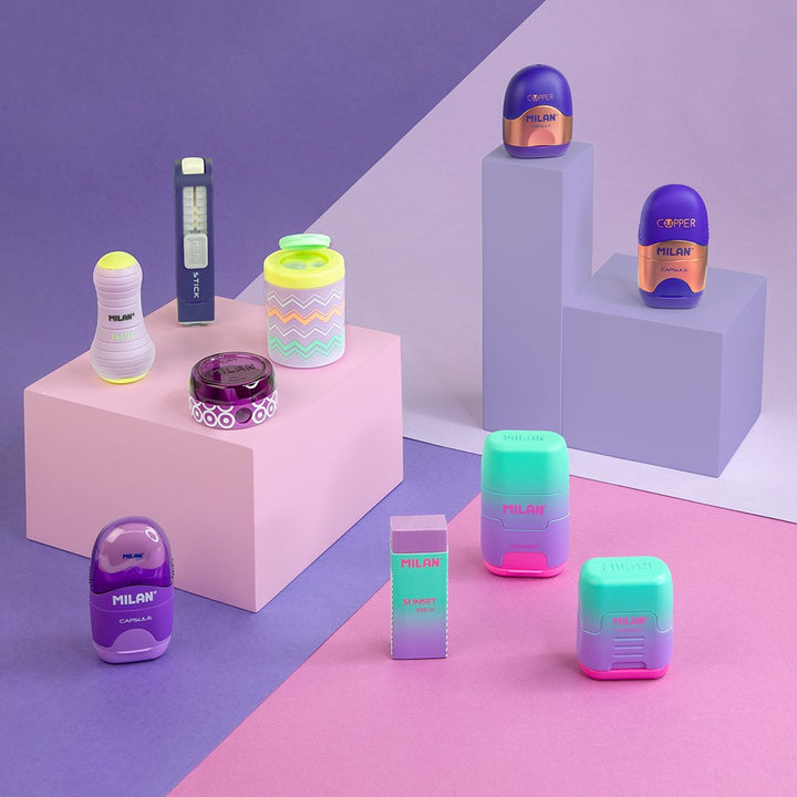 Milan 4700116 - Afilaborra, Combinación de Goma y Sacapuntas. Colección TRI