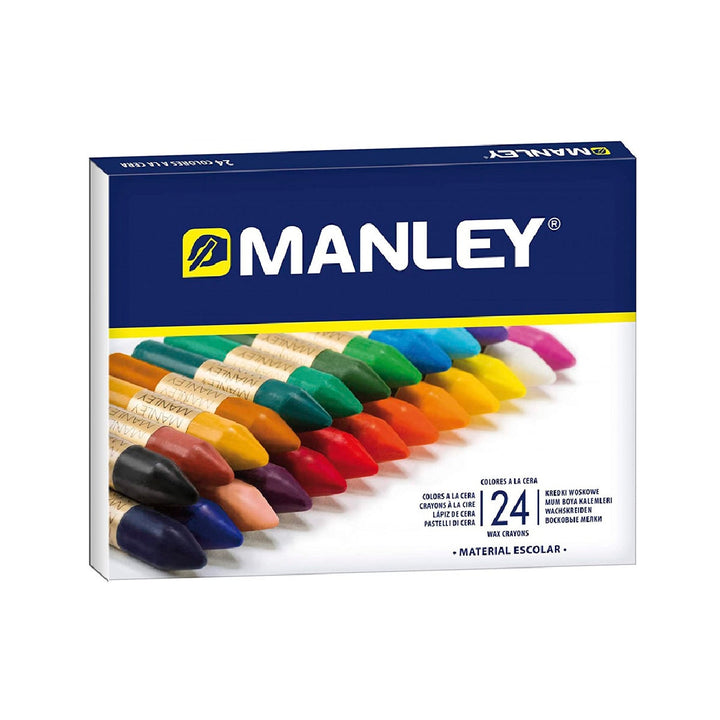 MANLEY - Lapices Cera Manley Caja de 24 Colores Surtidos
