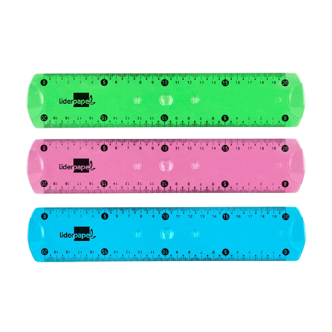LIDERPAPEL - Regla Liderpapel Plastico Flexible 20 cm Colores Surtidos