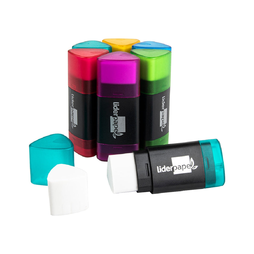 LIDERPAPEL - Repuesto Goma Liderpapel Triangular Con Sacapuntas Blister de 2 Unidades
