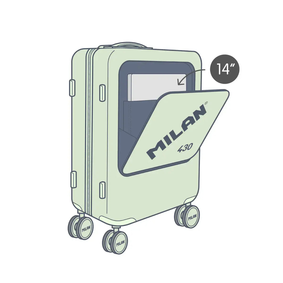 MILAN 1918 - Maleta Rígida de Cabina de 50L en Policarbonato con 4 Ruedas y Cierre TSA. Verde
