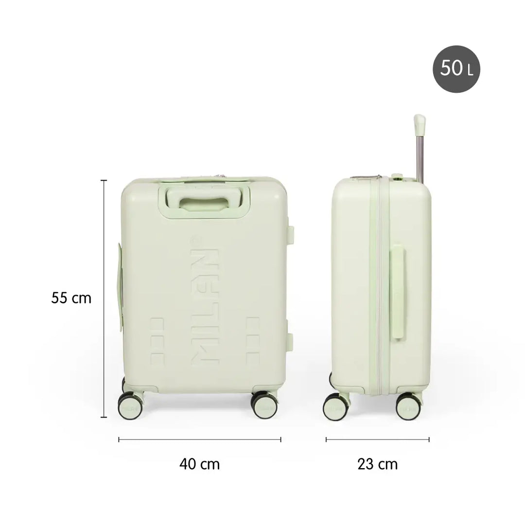 MILAN 1918 - Maleta Rígida de Cabina de 50L en Policarbonato con 4 Ruedas y Cierre TSA. Verde