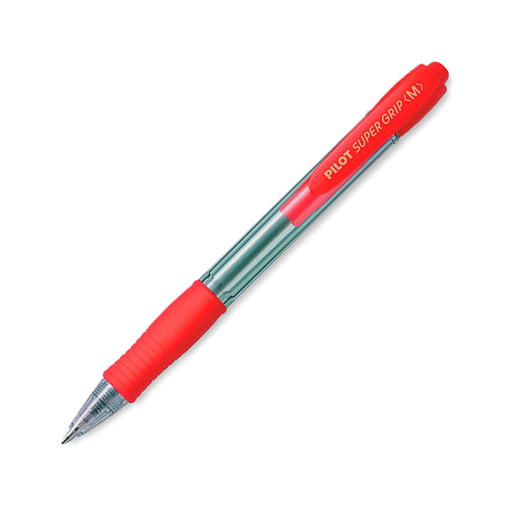 PILOT - Caja de 10 Bolígrafos Super Grip Retráctil de Punta Media Tinta en Aceite. Rojo