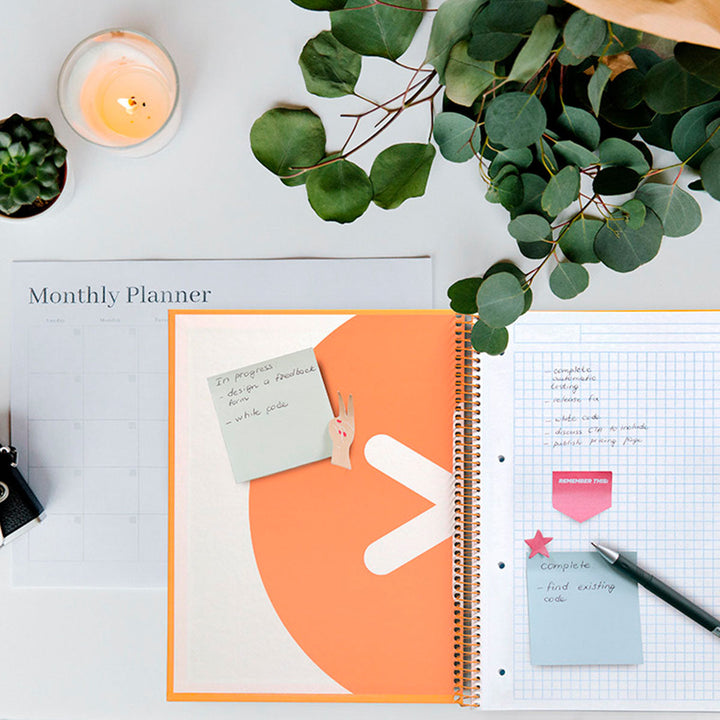 Antartik - Libreta Cuadriculada A4 con Espiral y Tapa Dura. 5 Bandas de Colores. Mostaza