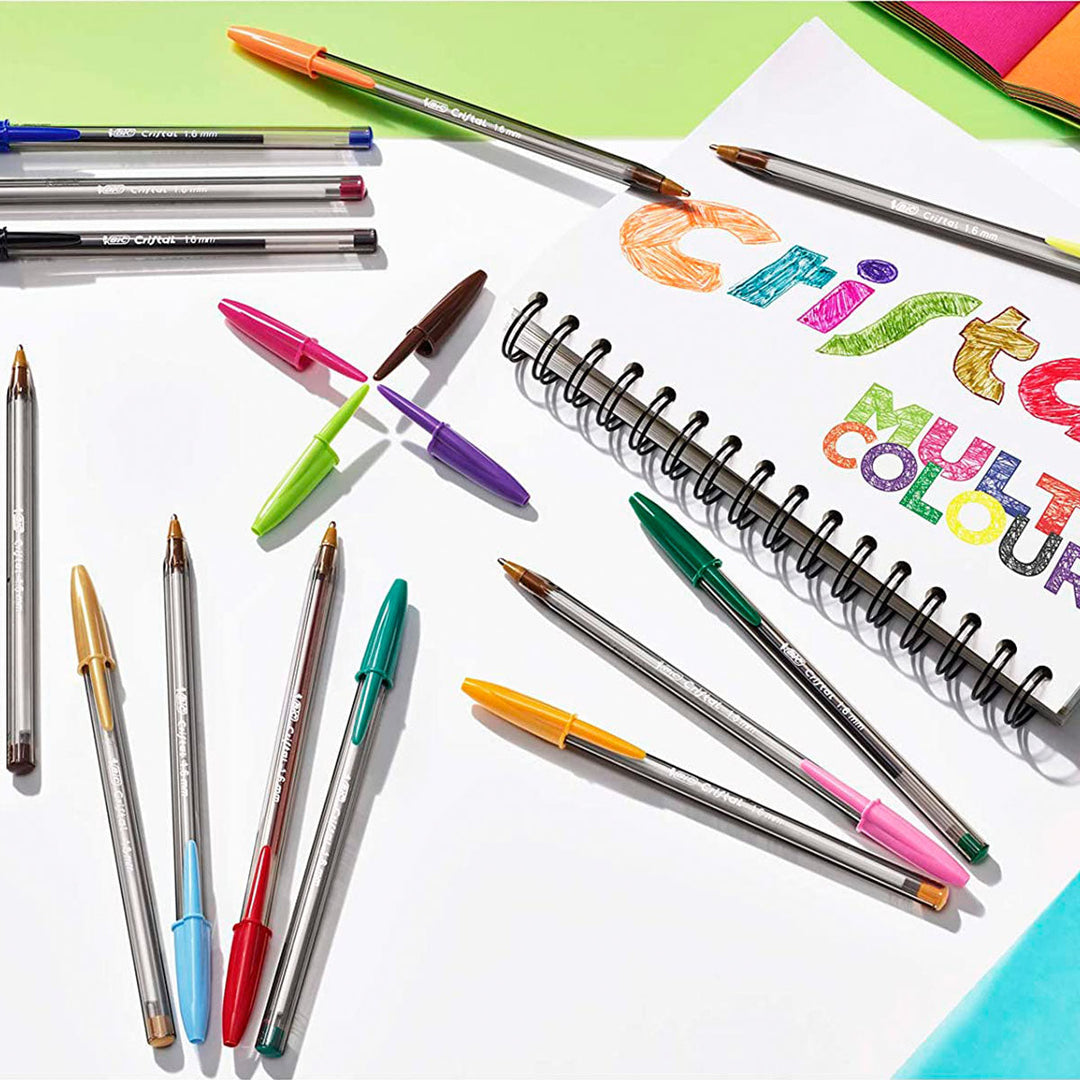 BIC Cristal - Pack de 10 Bolígrafos de Colores de Punta Ancha