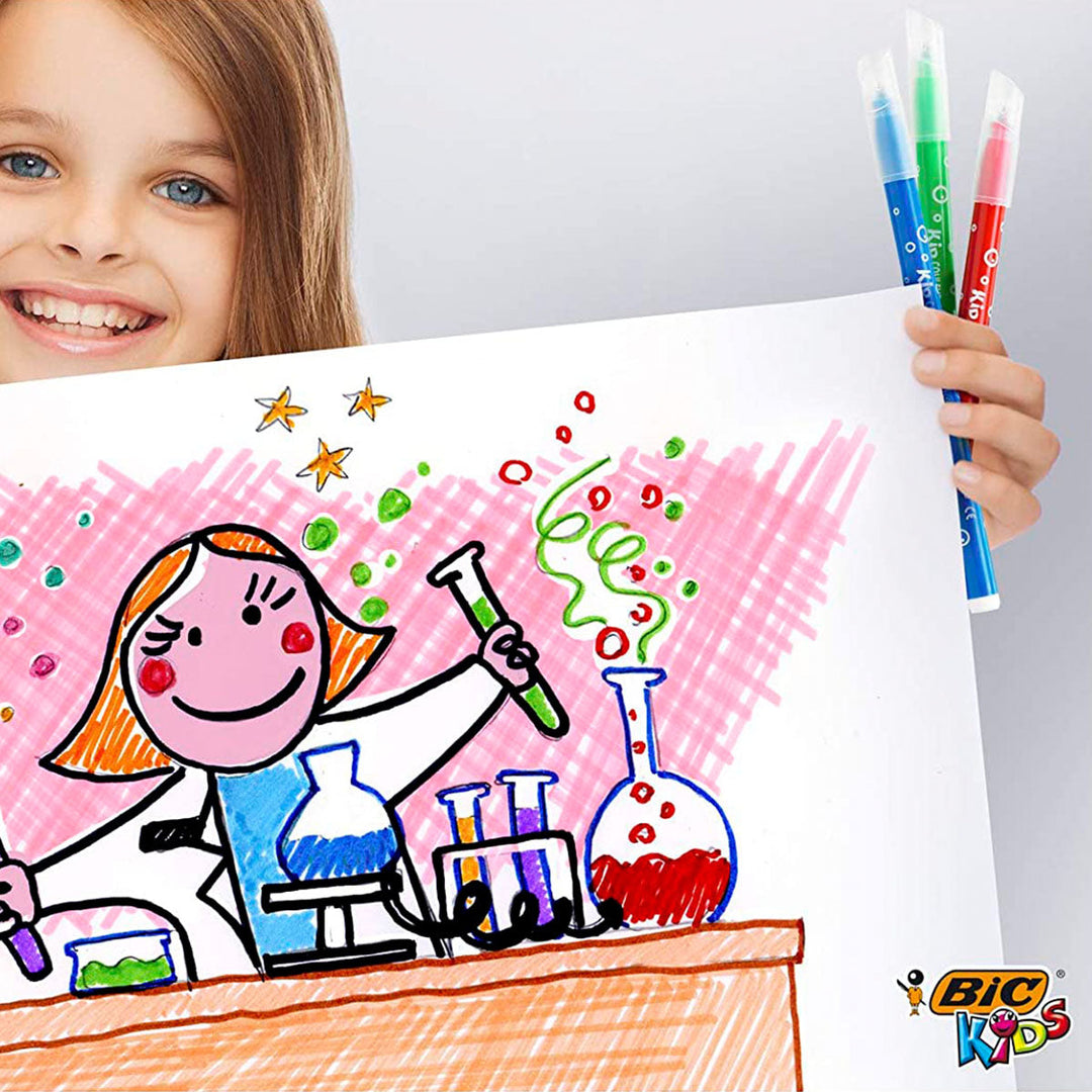 BIC Kids - Estuche 12 Rotuladores de Colores Infantiles y Lavables. Seguridad EN71