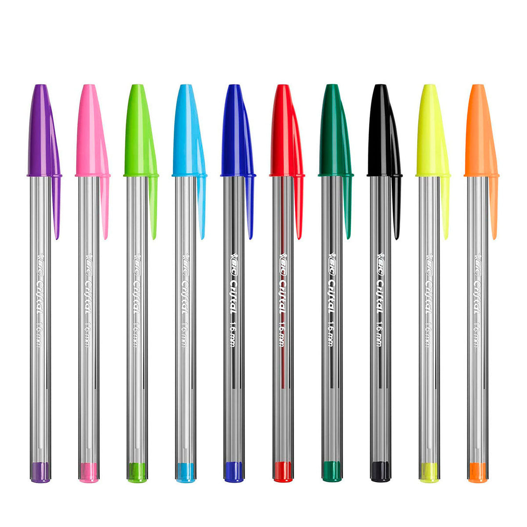 BIC Cristal - Pack de 10 Bolígrafos de Colores de Punta Ancha