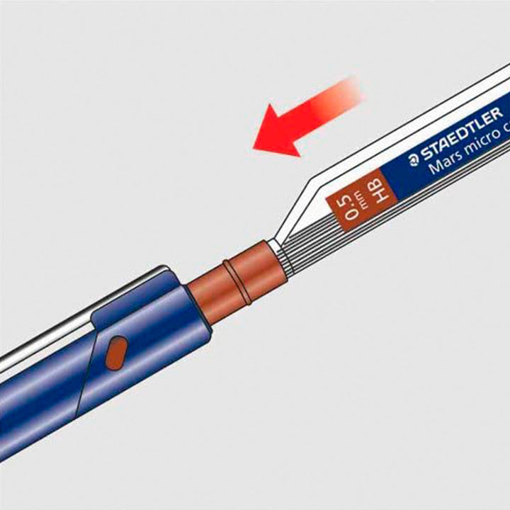 Staedtler Mars - Tubo 12 Minas para Portaminas de Dureza 2B, Ancho de Línea 0.5 mm