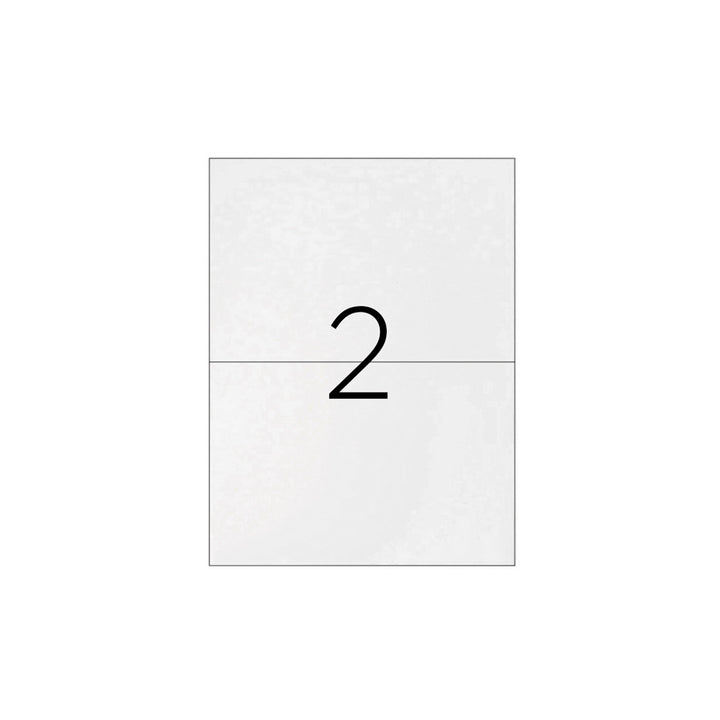 Q-CONNECT KF10662 - Caja 100 Hojas DIN A4 de 2 Etiquetas Adhesivas 210x148.5 mm Copia Laser InkJet Blancas